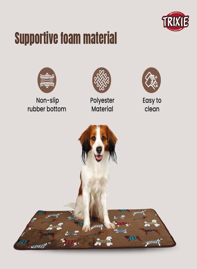 تريكسي سجادة استلقاء تريكسي فن دوغز للكلاب الصغيرة والمتوسطة الحجم - 90 × 68 سم، بني - Image 4